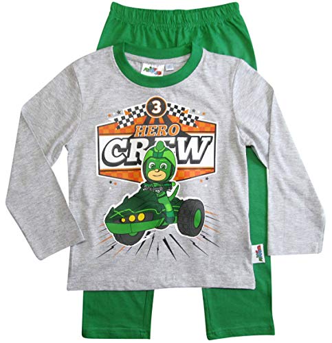 PJ Masks Pyjamahelden Schlafanzug Pyjama Jungen Gecko (Grau-Grün, 128) von PJ Masks Pyjamahelden