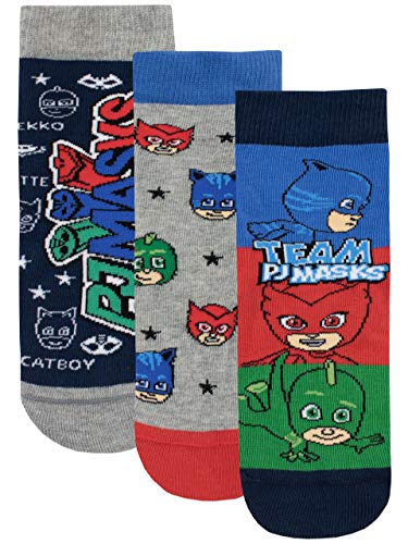 PJ Masks Jungen Catboy Owlette Gecko Socken Packung mit 3 Paar (Junior 24-26.5 cm) von PJ Masks