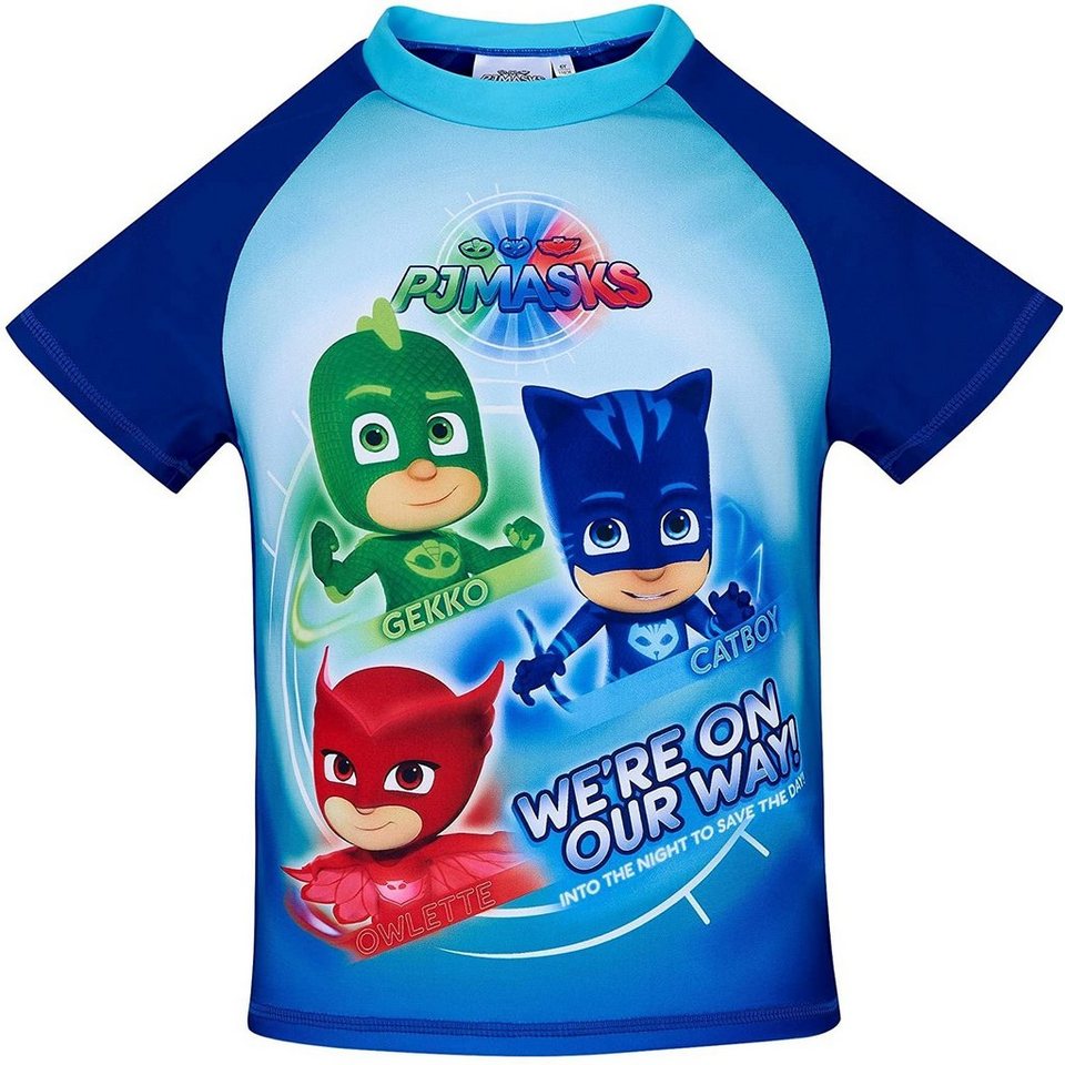 PJ Masks Schwimmanzug PJ MASK Kinder Schwimm T-SHIRT BADESHIRT Sonnenschutzfaktor UV 50+ Swimshirt Oberteil zum Baden Jungen + Mädchen Gr. 98 104 116 128 von PJ Masks