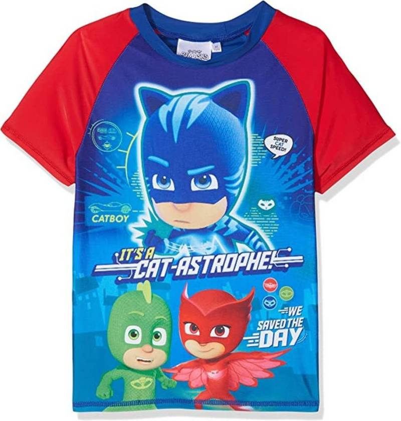 PJ Masks Schwimmanzug PJ MASK Kinder Schwimm T-SHIRT BADESHIRT Sonnenschutzfaktor UV 50+ Swimshirt Oberteil zum Baden Jungen + Mädchen Gr. 98 104 116 128 von PJ Masks