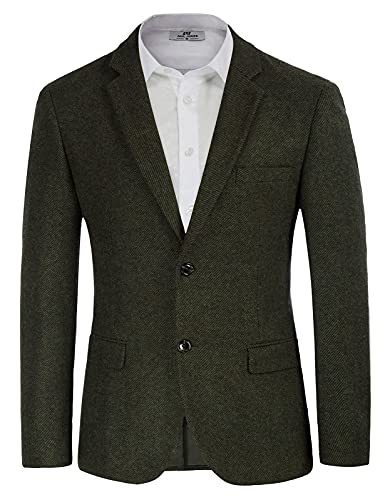 Herren Blazer aus Wollmischgewebe, Hahnentritt-Anzug, Blazer mit Reverskragen und 2 Knöpfen, armee-grün, S von PJ PAUL JONES