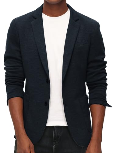 Herren Casual Knit Blazer Anzugjacken Zwei Knöpfe Leichter Ungefütterter Sportmantel, marineblau, L von PJ PAUL JONES