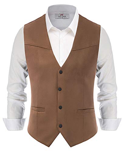 Herren Wildleder Anzug Weste Stickerei Casual Slim Fit Western Weste Weste Weste, D-Coffee-2026, XX-Large von PJ PAUL JONES