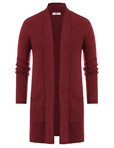 Lange Strickjacke für Herren, Schalkragen, vorne offen, gerippt, mit Taschen, Groß Lange Strickjacke für Herren, Schalkragen, vorne offen, gerippt, mit Taschen, Groß von PJ PAUL JONES