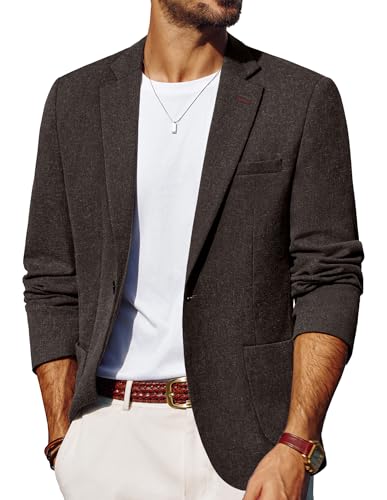 PJ PAUL JONES Blazer Herren Leinen Sakko Sportlich Anzugjacke EIN Knopf mit Reverskragen Braun XXL von PJ PAUL JONES