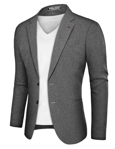 PJ PAUL JONES Blazer Herren Regular Fit Sakko Sportlich 2 Knöpfe Modern Freizeit Jackett (Hellgrau, L) von PJ PAUL JONES