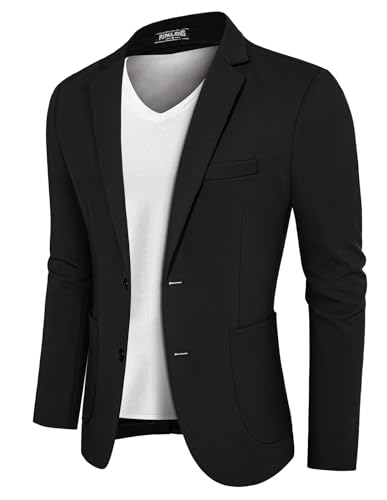 PJ PAUL JONES Blazer Herren Sakko Sportlich 2 Knöpfe Anzugjacke Regular Fit Jackett (Schwarz, XL) von PJ PAUL JONES