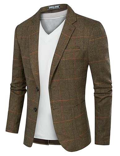 PJ PAUL JONES Blazer mit Fischgrätenmuster, britische Wollmischung, Sportmantel, B-Army grün, L von PJ PAUL JONES
