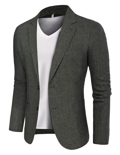 PJ PAUL JONES Blazer mit Fischgrätenmuster, britische Wollmischung, Sportmantel, Grüner Hahnentritt, L von PJ PAUL JONES