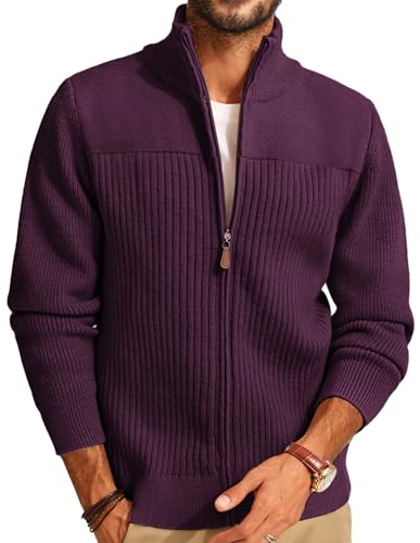 PJ PAUL JONES Cardigan Herren Strickjacke mit Reissverschluß Stehkragen Winter Dicke Strickjacke S Rot von PJ PAUL JONES