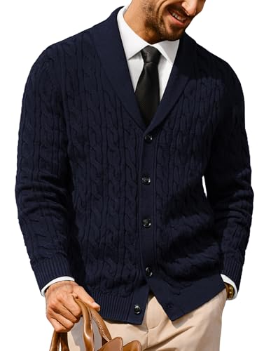 PJ PAUL JONES Cardigan Herren mit Schalkragen Regular Fit Strickjacke Knopfleiste Marineblau XXL von PJ PAUL JONES