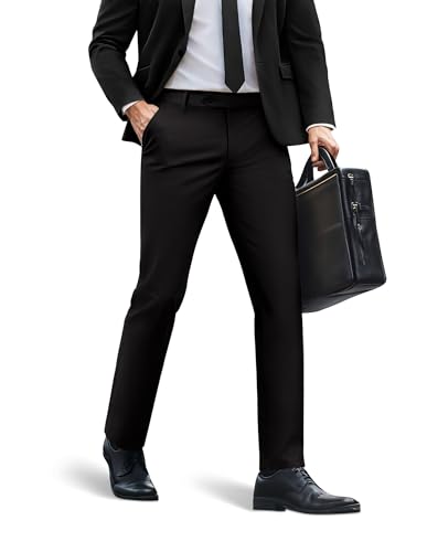 PJ PAUL JONES Chino Hose Herren Business Anzughose Stretch Hose Regular Fit Black XL von PJ PAUL JONES