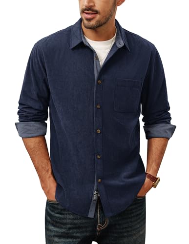 PJ PAUL JONES Flanellhemd Herren Langarm Button Down Holzfällerhemd Dunkelblau XL von PJ PAUL JONES