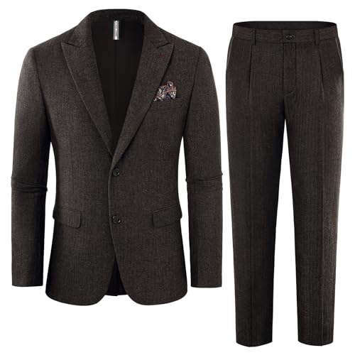 PJ PAUL JONES Herren Anzug Kombination Blazer und Hose Set Business Kerbkragen Modern Anzüge Kaffee XXL von PJ PAUL JONES