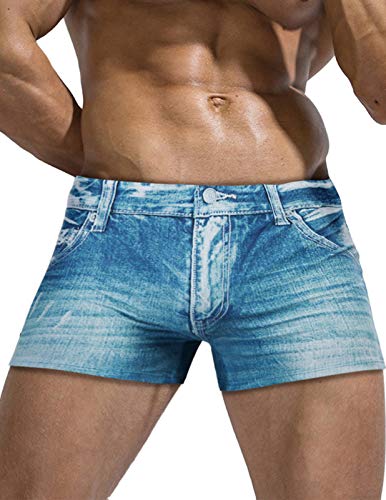 PJ PAUL JONES Herren Badehose Denim Look Bademode Surf Kordelzug Taille - - Small von PJ PAUL JONES