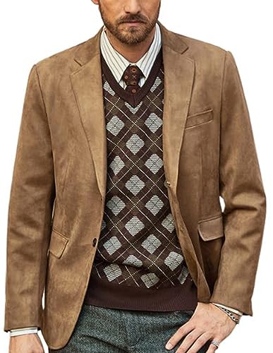 PJ PAUL JONES Herren-Blazer, Kunstleder-Anzugjacke, lässig, 2 Knöpfe, Wildleder, Sportblazer, Mantel mit Taschen, Helles Braun, XL PJ PAUL JONES Herren-Blazer, Kunstleder-Anzugjacke, lässig, 2 Knöpfe, Wildleder, Sportblazer, Mantel mit Taschen, Helles Braun, XL von PJ PAUL JONES