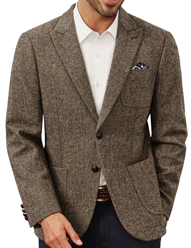 PJ PAUL JONES Herren Blazer Sportsakko 2 Knöpfe Regular Fit Freizeit Sakko Anzugjacke Vintage(Khaki,M) von PJ PAUL JONES