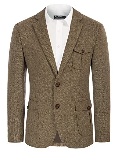 PJ PAUL JONES Britischer Herren-Blazer aus Wollmischgewebe, Patchwork, Tweed, Sportmäntel, Kaffee-Update, L von PJ PAUL JONES