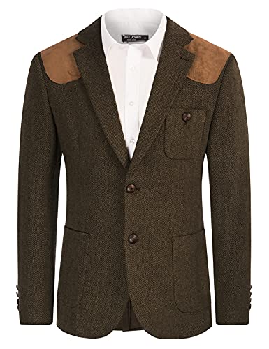 PJ PAUL JONES Herren-Blazer aus britischer Wollmischung, Patchwork-Tweed, Sportmantel, dunkelbraun, XX-Large von PJ PAUL JONES