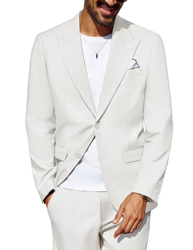 PJ PAUL JONES Herren Business Leinen Jackett 2 Knöpfe Business Anzugjacke Weiß S von PJ PAUL JONES