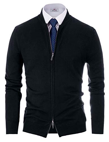 PJ PAUL JONES Herren Casual 2-Wege-Reißverschluss Cardingan Sweater Stehkragen Full-Zip Sweater Jacke - Blau - XX-Large von PJ PAUL JONES
