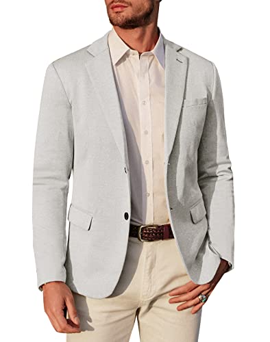 PJ PAUL JONES Herren Classic Herringbone Slim Fit Blazer 2 Knöpfe Sport Blazer für täglich Hellgrau, XX-Large von PJ PAUL JONES