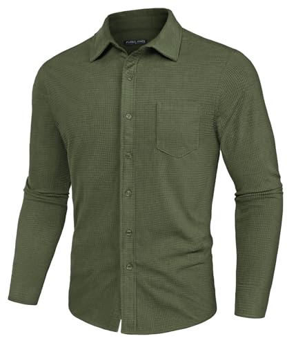 PJ PAUL JONES Herren Cord Freizeithemd für Winter Basic Businesshemd for Männer Dunkelgrün S von PJ PAUL JONES