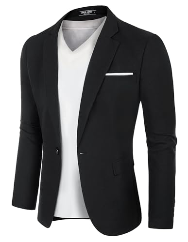 PJ PAUL JONES Herren Sportlich Anzugjacke Regular Fit Modern Business Blazer Jackett (Schwarz, L) von PJ PAUL JONES