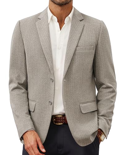 PJ PAUL JONES Herren Fischgräten-Blazer Jacke Leichter Casual Knit Sport Mantel, C-apricot, L PJ PAUL JONES Herren Fischgräten-Blazer Jacke Leichter Casual Knit Sport Mantel, C-apricot, L von PJ PAUL JONES