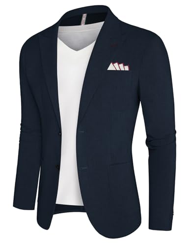 PJ PAUL JONES Herren Freizeit Anzugjacke Sakko Slim Fit Business Sakkos Klassisch Sportlich Anzug Jacke Marineblau S von PJ PAUL JONES