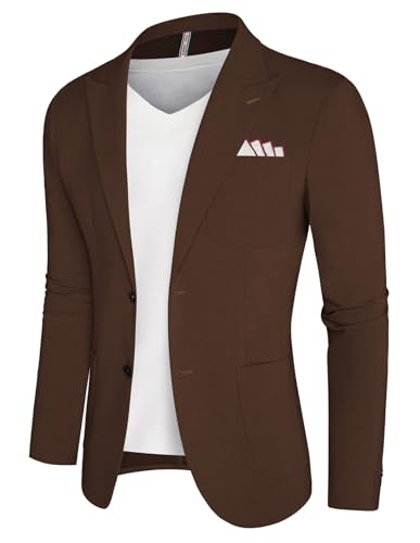 PJ PAUL JONES Herren Freizeit Anzugjacken Regular Fit 2 Knöpfe Einfarbig Sportlich Modern Anzug Jacke Braun M von PJ PAUL JONES