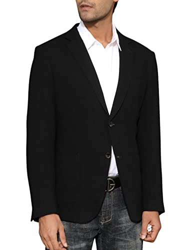 PJ PAUL JONES Herren Freizeit Leinen Blazer Tailored 2 Knopf Blazer Regular Fit Sport Sakko Schwarz, Groß von PJ PAUL JONES