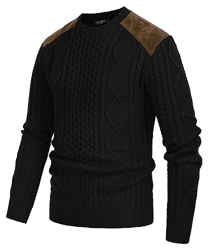 PJ PAUL JONES Herren Gestrickt Pullover Pulli mit Rundhalsausschnitt Langarm Winterpullover Sweater (Schwarz, S) von PJ PAUL JONES