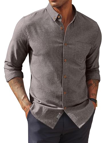 PJ PAUL JONES Herren Hemd Button-Down Baumwolle Leinen Bürokleidung Businesshemd Kaffee XXL von PJ PAUL JONES