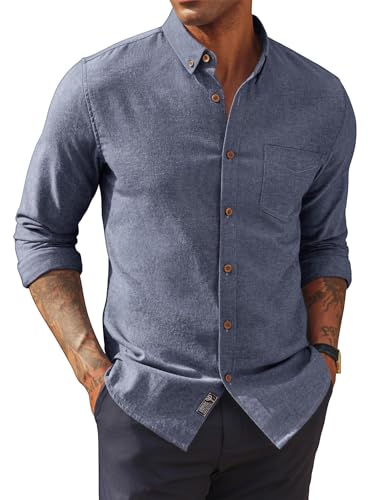 PJ PAUL JONES Herren Hemd Freizeithemd Langarm Umlegekragen mit Knöpfen Alltagshemd Marineblau XL von PJ PAUL JONES