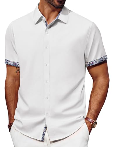 PJ PAUL JONES Kurzarmhemd Herren Trachtenhemd Herren Bügelfreie Freizeithemden für Herren Weiß XXL von PJ PAUL JONES