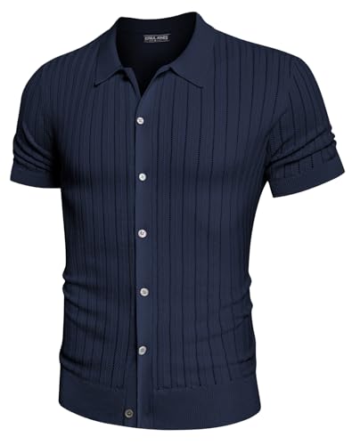 PJ PAUL JONES Herren Lässige Strickjacke in H Form Langarm Kläppchenkragen Strickjacke Dunkelblau 2XL von PJ PAUL JONES
