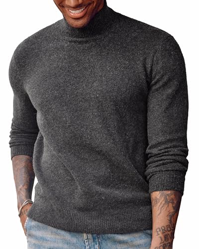 PJ PAUL JONES Herren Mock Rollkragenpullover Langarm Unterhemden Wollmischung Pullover Pullover Pullover, Dunkel_Grau, X-Groß von PJ PAUL JONES