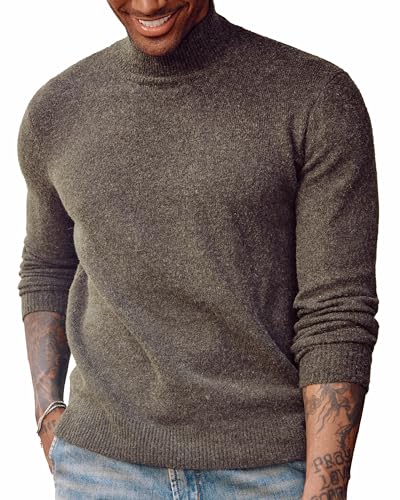 PJ PAUL JONES Herren Mock Rollkragenpullover Langarm Unterhemden Wollmischung Pullover Pullover Pullover, Khaki, Mittel von PJ PAUL JONES