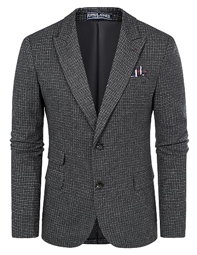 PJ PAUL JONES Herren Modern Freizeit Jackett 2 Knöpfe Regular Fit Business Sakko Anzugjacke (Schwarz, S) von PJ PAUL JONES