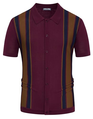 PJ PAUL JONES Herren Poloshirt Kurzarm Freizeit Polohemd Regular Fit Sommer Freizeit T-Shirt (Rotwein, L) von PJ PAUL JONES