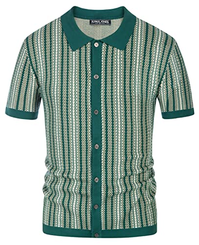 PJ PAUL JONES Herren Poloshirt Kurzarm Slim Fit Freizeit Golf Polo Shirts für Sports (Grün, XL) von PJ PAUL JONES