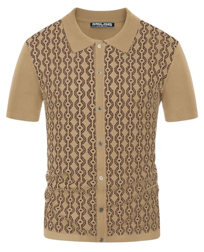 PJ PAUL JONES Herren Poloshirt Vintage Kontrast Polohemd klassisches Golfshirt für Männer (Schwarz, XL) von PJ PAUL JONES