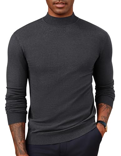 PJ PAUL JONES Herren Pullover Fenstrick Rollkragenpullover Slim Fit Basic Strickpullover Unterziehrolli Hellgrau S von PJ PAUL JONES
