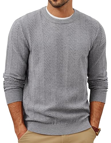 PJ PAUL JONES Herren Pullover Langarm Regular Fit Strickpullover Einfarbig Feinstrick Business Winterpullover Dunkelgrau, L von PJ PAUL JONES