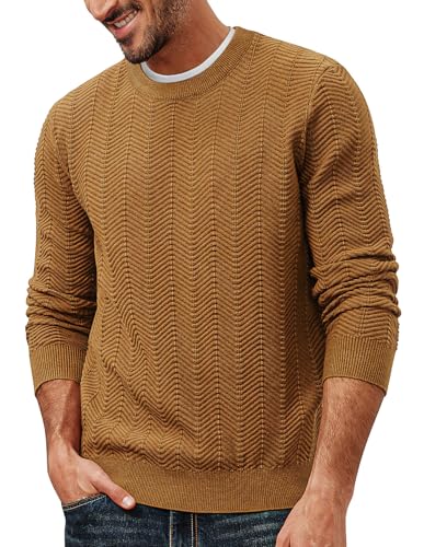 PJ PAUL JONES Herren Pullover Regular Fit Langarm Feinstrick Business Modern Herrenpullover Mode Winterpullover Braun, S von PJ PAUL JONES
