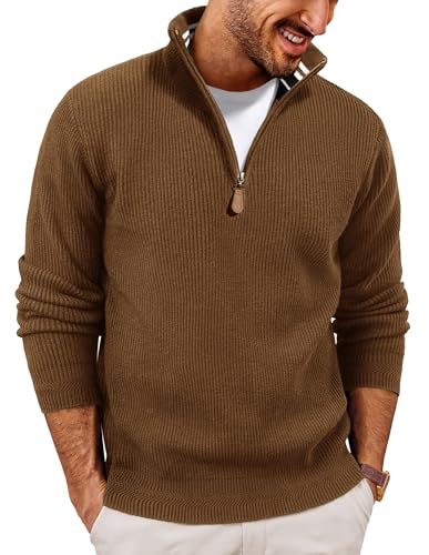 PJ PAUL JONES Herren Pullover mit Half Reissverschluss Winter Strickpullover Regular Fit XL Gelb von PJ PAUL JONES