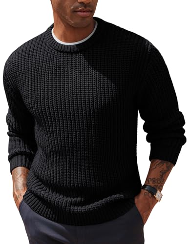 PJ PAUL JONES Herren Pullover mit Rundhalsausschnitt Strickpullover Grobstrick Winterpullover Schwarz XL PJ PAUL JONES Herren Pullover mit Rundhalsausschnitt Strickpullover Grobstrick Winterpullover Schwarz XL von PJ PAUL JONES