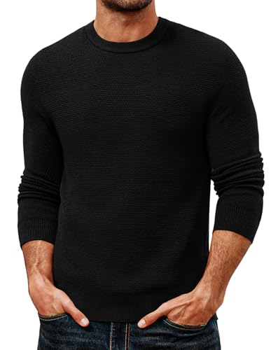 PJ PAUL JONES Herren Pullover mit Rundkragen Strickpullover für Winter Regular Fit Schwarz M von PJ PAUL JONES