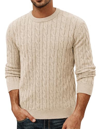PJ PAUL JONES Herren Pullover mit Rundkragen Zopfmuster Langarm Strickpullover Aprikose M PJ PAUL JONES Herren Pullover mit Rundkragen Zopfmuster Langarm Strickpullover Aprikose M von PJ PAUL JONES